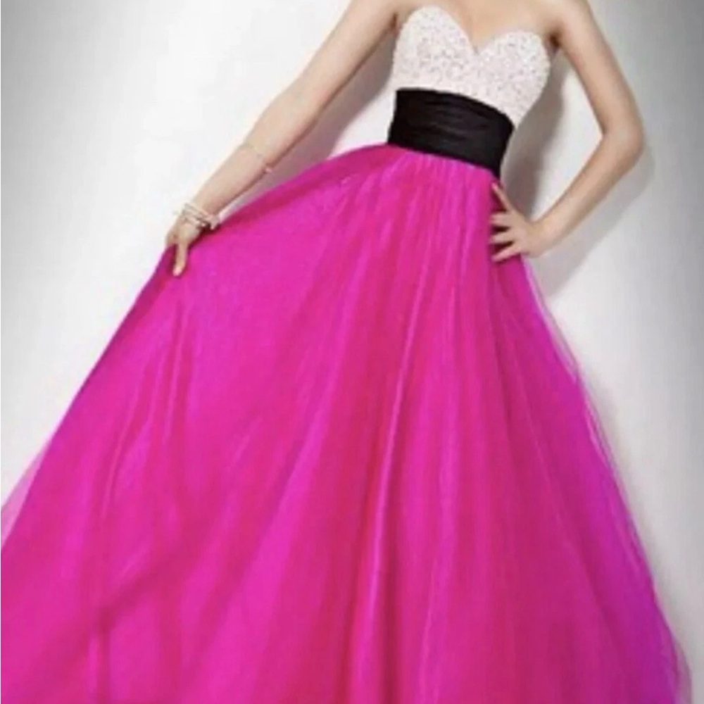 Jovani Strapless Pink and Black Gown